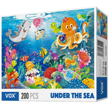 VOX福思儿童拼图玩具200片海底世界幼儿认知鲨鱼章鱼小丑鱼